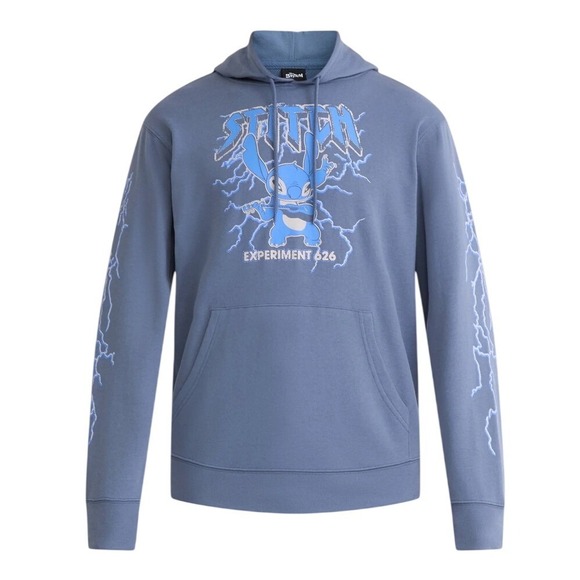 Disney Other - NWT Disney Stitch Hoodie Mens Small Slate Grey Experiment 626 Lightning Graphic